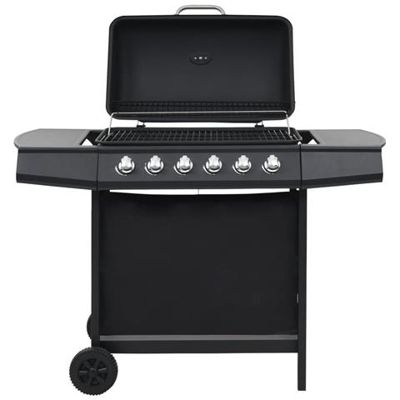 Barbecue Griglia A Gas Con 6 Fornelli Acciaio Nero