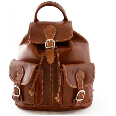 Zaino In Pelle Colore Cognac - Pelletteria Toscana Made In Italy - Zaino