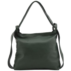 Shopper Zaino In Vera Pelle Colore Verde Scuro - Pelletteria Toscana Made In Italy - Borsa Donna en oferta