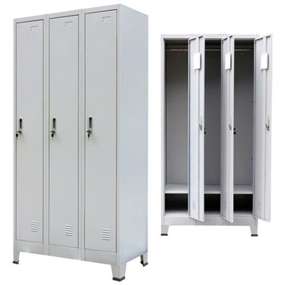 Armadio Con 3 Armadietti In Acciaio 90x45x180 Cm Grigio