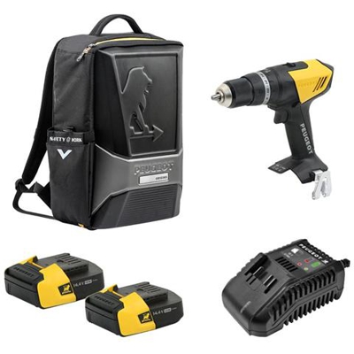 Trapano Peugeot Energydrill-14v15 - 2 Batterie 14,4 V 1,5 Ah - 1 Caricatore - Zaino Origin 250310-250300