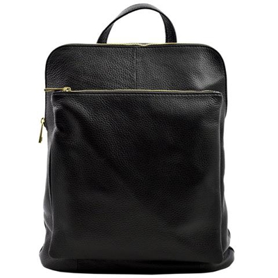 Zaino Tracolla In Vera Pelle Colore Nero - Pelletteria Toscana Made In Italy - Zaino