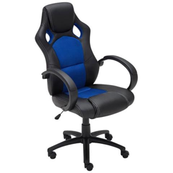 Sedia Gaming da Ufficio Fire in Similpelle Carico Max 120 kg I Poltrona Racing Imbottita Regolabile 5 Ruote I Poltrona Sportiva Girevole Blu precio