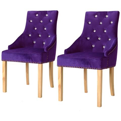 Sedie Da Pranzo 2 Pz Legno Massello Di Rovere E Velluto Viola