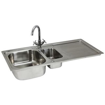 Lavandino Da Cucina In Acciaio Inossidabile 105cm X 50cm Con Rubinetto Victoria