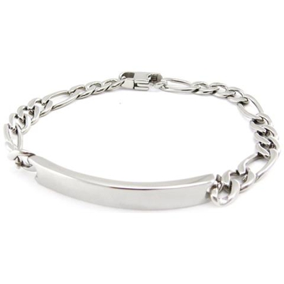 braccialetto con targhetta acciaio 'identité' 21 cm 6 mm - [ j0992]