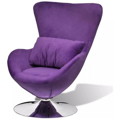 Poltrona Girevole A Uovo Con Cuscino Piccola Viola In Velluto