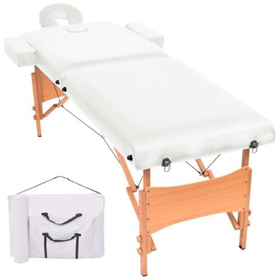 Lettino Massaggio Pieghevole A 2 Zone Imbottitura 10 Cm Bianco