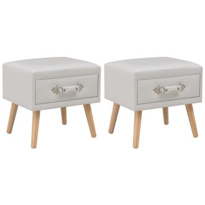 Comodini Bianchi 2 Pz 40x35x40 Cm In Similpelle