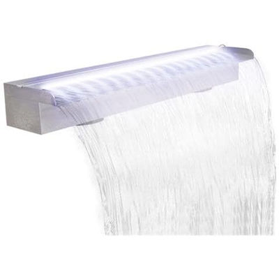 Cascata Per Laghetto Rettangolare In Acciaio Inossidabile 90 Cm E Led