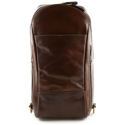 Zainetto Per Uomo A Tracolla In Pelle Vera 2 Tasche Laterali Colore Moro - Pelletteria Toscana Made In Italy - Zaino características