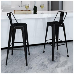 Sgabelli Da Bar Quadrati Con Supporto Spalle 2 Pezzi Neri en oferta