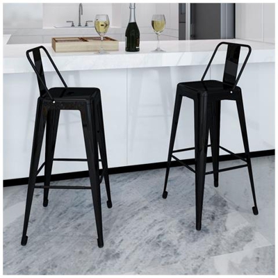 Sgabelli Da Bar Quadrati Con Supporto Spalle 2 Pezzi Neri