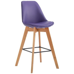 Sgabello Alto Metz in Similpelle I Sgabello Bancone 4 Gambe I Sgabello Cucina con Poggiapiedi Design Tulip I Sedia Scandinava Viola Natura características