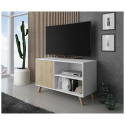 Mobile Tv 100 Con Porta Sinistra, Soggiorno, Modello Wind, Struttura Colore Bianco, Colore Porta Puccini, Misure 92x40x57cm Altezza. características
