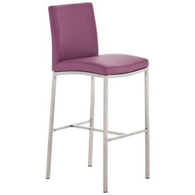 Sedia Sgabello Con Poggiapiedi Cp136 49x40x90cm Struttura Acciaio Ecopelle Viola