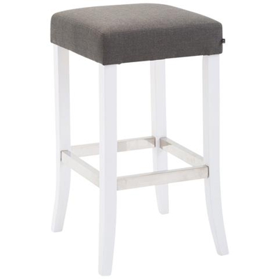 Sgabello Bar VENTA in Legno e Tessuto | Sgabello Imbottito con Poggiapiedi in Alluminio | Sedia Sgabello H 79cm Grigio Scuro Colore base: bianco