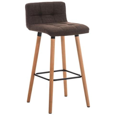 Set 2 Sgabelli Alti Lincoln Con Schienale In Tessuto - 2 Sedie Cucina Bar Trapuntate Telaio In Legno Di Faggio E Poggiapiedi H 75CM Marrone Natura