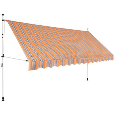 Tenda Da Sole Retrattile Manuale 350 Cm A Strisce Blu E Gialle