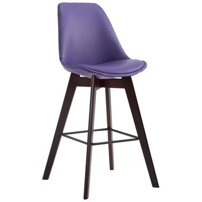 Sgabello Alto Metz in Similpelle I Sgabello Bancone 4 Gambe I Sgabello Cucina con Poggiapiedi Design Tulip I Sedia Scandinava Viola Cappuccino