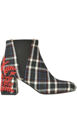 Tartan fabric ankle boots