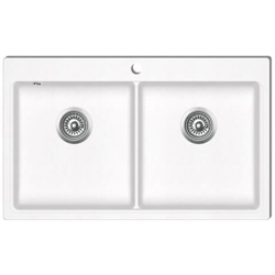 Lavandino Cucina Granito Bianco Crema Lavello Doppio Montaggio Sopra en oferta