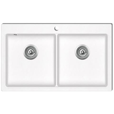 Lavandino Cucina Granito Bianco Crema Lavello Doppio Montaggio Sopra