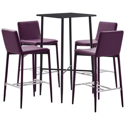 Set Da Bar 5 Pz In Similpelle Viola