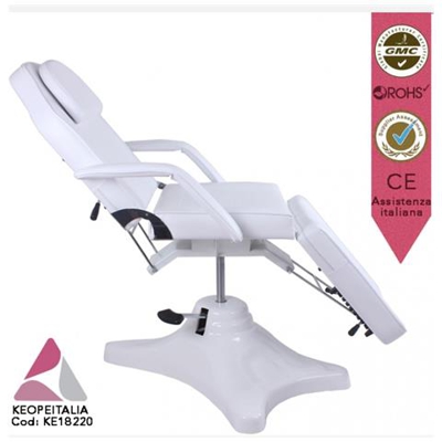 Poltrona Keope Rosy Bianca Foro Viso Cuscino Alzata Idraulica Rotazione Ke-182220 Per Centri Estetici Spa Massaggitori Fiseoterapisti Trucco Trattamenti Estetista