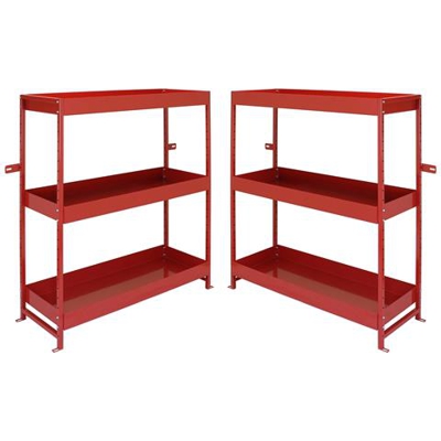 2 Scaffali In Acciaio Senza Bulloni Volcano Rossi 116,5cm X 115cm X 34,8cm