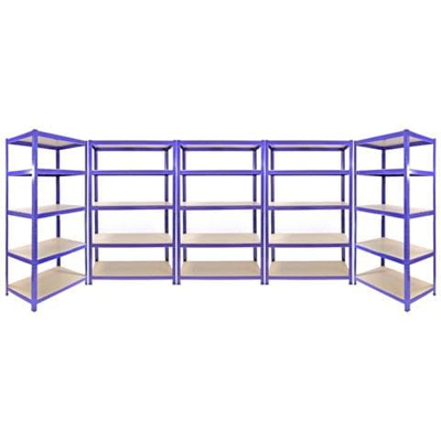 2 Scaffali 90cm E 3 Scaffali 120cm Q-rax In Acciaio Senza Bulloni Blu