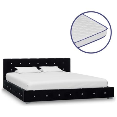 Letto Con Memory Foam Nero In Velluto Nero 140x200 Cm