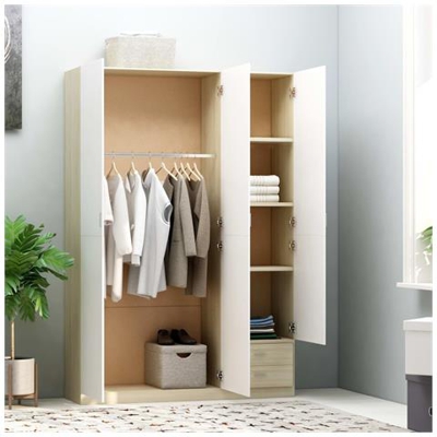 Armadio A 3 Ante Bianco Rovere Sonoma 120x50x180cm Truciolato