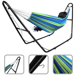 Amaca, Letto Appeso, Green / blue, Brasiliano, Con Supporto H-type, Cotone, Capacitìê: Per 2 Persone en oferta