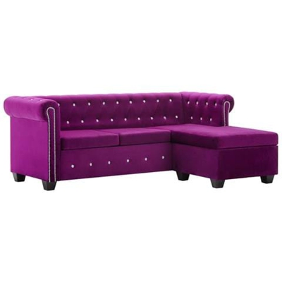Divano Chesterfield A L In Velluto 199x142x72 Cm Viola