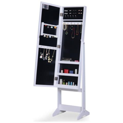 Armadio Portagioie Con Specchio Regolabile E Luci Led Bianco 36x30x136 Cm características