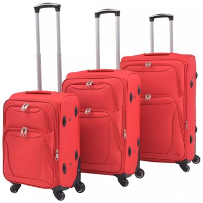 3 Pz Set Di Valigie Trolley Morbide Rosse