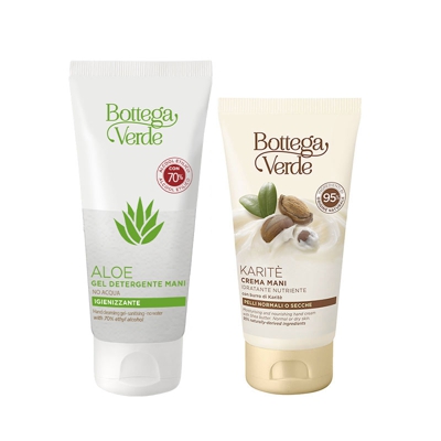 Offerta ALOE - Gel detergente mani (100 ml) - NO ACQUA + Karite d'Africa - Crema mani (75 ml)