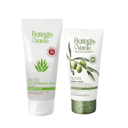 Offerta ALOE - Gel detergente mani (100 ml) - NO ACQUA + OLIVO - Crema mani (75 ml) características