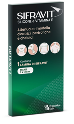 PLACCA IN SILICONE E VITAMINA E SIFRAVIT DIMENSIONI 3X12CM. INDICATA NEL TRATTAMENTO DI CHELOIDI E CICATRICI IPERTROFICHE CONSEGUENTI AD INTERVENTI CHIRURGICI USTIONI E FERITE precio