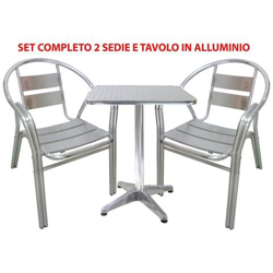 Set Completo Salotto In Alluminio 2 Sedie E Tavolo Per Casa Balcone Bar características