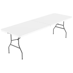 Tavolo Trasportabile, Tavolo Portatile Pieghevole, 240 X 76 Cm, Bianco, Pieghevole A Metà, Materiale: Hdpe características