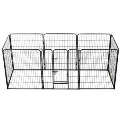 Box Per Cani Con 8 Pannelli In Acciaio 80x100 Cm Nero