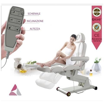 Poltrona Elettrica 3 Motori 3 Snodi Keope Fede B Bianca Con Telecomando Cuscino Copri Foro Viso Regolazione Schienale Inclinazione Altezza Ke-z6040 Per Estetista Trucco Centri Estetici Spa Massaggitori Fiseoterapisti Trattamenti