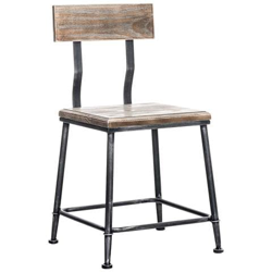 Sedia Bar Queens Design Industrial-Chic in Legno Massiccio e Metallo Verniciato a Polvere, H 44 cm - Sedia Cucina 4 Gambe Stile Urban I Sedia Bistrot Senza Braccioli Argento Antico en oferta