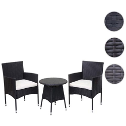 Salottino Polyrattan Hwc-g27 Tavolino Con 2x Poltrone Antracite Cuscini Avorio precio