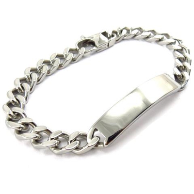 braccialetto con targhetta acciaio 'identité' 21 cm 8 millimetri - [ k1019]