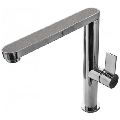 Miscelatore Monocomando con canna girevole cromata Materia 21x26 cm Granitek Colore Grigio Cemento 48