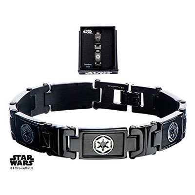 Star Wars Imperiale Simbolo Nero In Acciaio Inossidabile 8.25'''' Di Collegamento Del Braccialetto Da Uomo