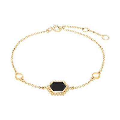 Braccialetto A Catena In Argento Sterling 925 Con Onice Nera Da 1 Ct